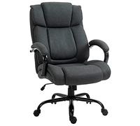 Vinsetto Chaise de bureau, ergonomique, rembourrée, avec accoudoirs, pivotante, réglable en hauteur, aspect lin, charge maximale : 220 kg, gris foncé