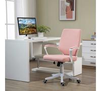 Vinsetto Chaise de Bureau Fauteuil de Bureau avec Fonction Bascule Dossier Réglable Pivotantes à 360° Polyester Nylon PP Rose+Blanc 62x69x92-100 cm
