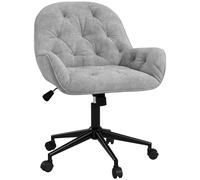 Vinsetto Chaise de Bureau, Fauteuil de Bureau en Aspect Velours, siège pivotant à 360°, réglable en Hauteur, Dossier Arrondi Chaise Ergonomique Charge 120 kg pour Chambre, Salon, Gris Clair