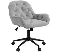 Vinsetto Chaise de Bureau, Fauteuil de Bureau en Aspect Velours, siège pivotant à 360°, réglable en Hauteur, Dossier Arrondi Chaise Ergonomique Charge 120 kg pour Chambre, Salon, Gris Clair