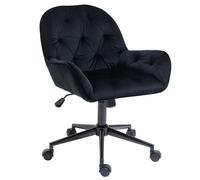 Vinsetto Chaise de bureau, fauteuil de bureau en velours, siège pivotant à 360°, réglable en hauteur, 60 x 61 x 81-91 cm, noir