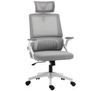 Vinsetto Chaise de Bureau Fauteuil de Bureau Ergonomique avec Support Lombaire et appuie-tête réglable Tissu en Maille Respirante Gris