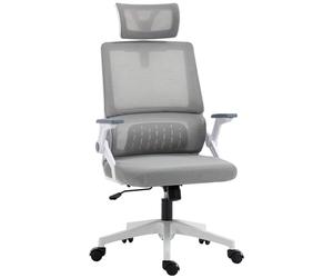 Vinsetto Chaise de Bureau Fauteuil de Bureau Ergonomique avec Support Lombaire et appuie-tête réglable Tissu en Maille Respirante Gris