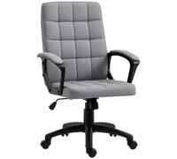 Vinsetto Chaise de Bureau, Fauteuil de Bureau Ergonomique, Chaise d'Ordinateur, Structure en Acier, Tissu Aspect Lin, Hauteur Réglable, Pivotant à 360°, Capacité 120 kg, Noir Gris