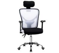 Vinsetto Chaise de bureau, fauteuil de bureau ergonomique en maille avec hauteur et appui-tête réglable, dossier inclinable et support lombaire, pour chambre, télétravail, charge 120 Kg, noir et blanc