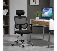 Vinsetto Chaise de bureau fauteuil pivontant à 360° ergonomique dossier inclinable hauteur réglable tétière maille 63 x 62 x 117 cm noir