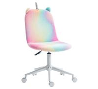 Vinsetto Chaise de Bureau Licorne Moelleuse avec Dossier Moyen et Roue pivotante, Jolie Chaise de Bureau, Arc-en-Ciel Multicolore