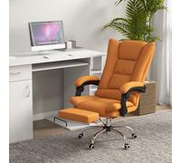 Vinsetto Chaise de Bureau Massage, Fauteuil de Bureau avec Fonction de Chauffage, Pivotant, Fonction Inclinable, Chaise de PC Réglable en Hauteur, Brun Clair