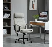 Vinsetto Chaise de Bureau Massage siège de Bureau de Direction réglable Chaise de Gaming avec Fonction de Massage, Fauteuil de Bureau Ergonomique de Massage pour Lombaire Sensation de Lin Beige 63 x 7