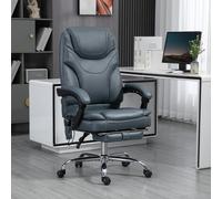 Vinsetto Chaise de Bureau Massante et Chauffante avec Repose-Pieds, en PU et Acier, 67x67x113-121 cm, Gris