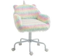 Vinsetto Chaise de bureau moelleuse avec accoudoirs, chaise de bureau en fausse fourrure, chaise pivotante licorne avec hauteur réglable et roulettes, multicolore