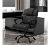 Vinsetto Chaise de Bureau Noire Pivotante Accoudoirs Roulettes Revêtement Synthétique | Aosom France