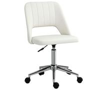 Vinsetto Chaise de bureau pivotante à hauteur réglable en forme de coquillage Saint-Jacques avec coutures en mousse polyester aspect velours Beige 49 x 54 x 79-91 cm