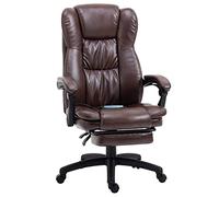 Vinsetto Chaise de bureau pivotante avec fonction massage, cuir synthétique, mousse, polypropylène, nylon Marron 68,5 x 68,5 x 119-127 cm