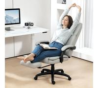 Vinsetto Chaise de bureau pivotante avec repose-pieds, appuie-tête, fonction de massage, cuir synthétique, 68,5x68,5x113-121cm