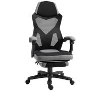 Vinsetto Fauteuil gaming Hauteur réglable Roulettes pivotantes Repose-pied Maille Gris/Noir