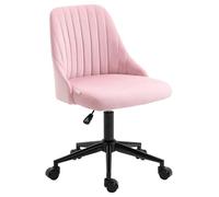 Vinsetto Chaise de Bureau sans accoudoirs, Chaise de Bureau d'ordinateur pivotante en Velours en Forme de festonné avec Hauteur réglable et roulettes pour Maison, Bureau, Chambre à Coucher, Rose