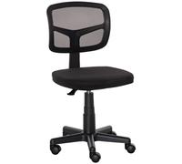 Vinsetto Chaise de bureau sans accoudoirs, fauteuil de bureau en maille, hauteur réglable, assise rembourré, pivotant 360°, noir