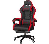 Vinsetto Chaise de Gaming avec Hauteur Réglable et Dossier Inclinable, 65x65x121-129 cm, Noir et Rouge