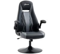 Vinsetto Chaise de Gaming Ergonomique avec Base Ronde métal pivotante 360° Hauteur réglable têtière accoudoirs relevables PVC Gris Noir