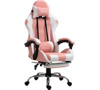 Vinsetto Chaise de jeu Chaise d'ordinateur Chaise de bureau ergonomique Chaise gamer avec appui-tête Coussin lombaire Chaise de bureau réglable en hauteur 360° pivotant Mousse SimiliCuir synthétique R