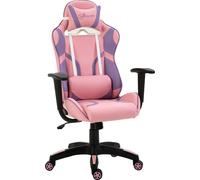Vinsetto Chaise ergonomique Gaming Chaise de bureau Chaise pivotante Coussin lombaire réglable Réglable en hauteur Rose&Violet 69x56x125,5 cm