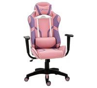 Vinsetto Chaise Ergonomique Gaming Chaise de Bureau Chaise pivotante Coussin Lombaire réglable Réglable en Hauteur Rose&Violet 69x56x125,5 cm