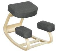Vinsetto Chaise ergonomique rembourrée avec genouillère et coussin, chaise posturale moderne en bois de bouleau, mousse et polyester, 51x69x58 cm, gris