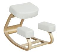 Vinsetto Chaise ergonomique tapissée avec genouillère et coussin, chaise posturale moderne en bois de bouleau, mousse et polyester, 51x69x58 cm, crème