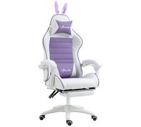 Vinsetto Chaise Gaming en Cuir Synthétique Inclinable 135° Appuie-tête Support Lombaire et Repose-pieds 65x63x136-142 cm Violet