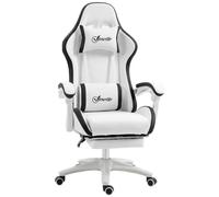 Vinsetto Chaise Gaming Ergonomique Repose-Pieds Télescopique Blanc