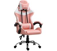 Vinsetto Chaise gaming fauteuil de bureau chaise gamer avec appui-tête ergonomique hauteur réglable dossier inclinable rose