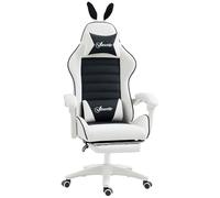 Vinsetto Chaise Gaming Fauteuil Gamer Fauteuil de Bureau Ergonomique avec Support Lombaire, Hauteur réglable, Dossier inclinable, Repose-Pieds, Oreilles de Lapin et Appui-tête, Noir