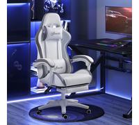 Vinsetto Chaise gaming fauteuil gaming ergonomique avec dossier inclinable à 135° et soutien lombaire, 65 x 65 x 121-129 cm blanc