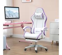 Vinsetto Chaise gaming fauteuil gaming ergonomique avec dossier inclinable à 135° et soutien lombaire, 65 x 65 x 121-129 cm blanc