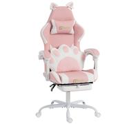 Vinsetto Chaise Gaming Fauteuil Gaming Ergonomique Inclinable Repose-pieds Rose