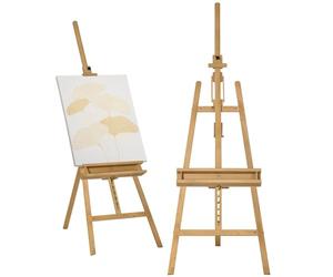 Vinsetto Chevalet de peinture, chevalet d'artiste pliant en bois de hêtre, avec angle et hauteur réglables, 65 x 110 x 180-235 cm, bois naturel