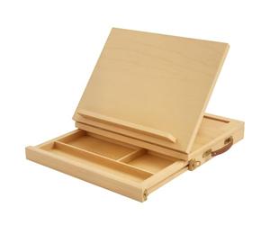 Vinsetto Chevalet de Table en Bois Tiroir de Rangement 24,5 cm Bois Naturel | Tableau de Dessin et de Croquis, Portable, Pliable, pour Adultes, Débutants