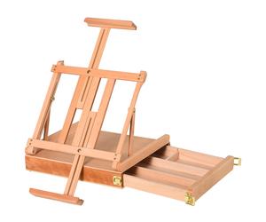 Vinsetto Chevalet Valise Chevalet d'atelier réglable en angle pliable avec tiroir en bois de hêtre naturel 42 x 36 x 12,5 cm