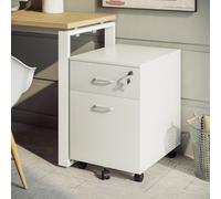 Vinsetto Classeur de Bureau à 2 Tiroirs avec Serrure et 5 Roues, en Mélamine, 40x49x58 cm, Blanc