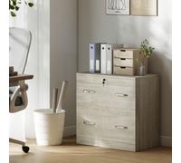 Vinsetto Classeur de Bureau avec 2 Tiroirs avec Rails pour Dossiers Suspendus pour A4 Serrure et 2 Clés 74x42x72 cm Naturel