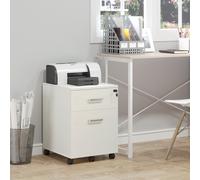 Vinsetto Classeur de Bureau Commode Pour Bureau en Bois, 2 Tiroirs, Serrure avec 2 Clés, Blanc, 40x45x55,6 cm