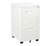 Vinsetto Classeur métal Mobile verrouillable 2 tiroirs 39x48x67 cm Blanc