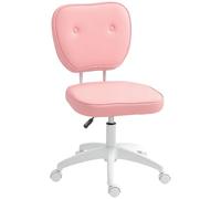 Vinsetto Cute Armless Office Chair, Small PU Leather Computer Desk Chair with Adjustable Height, Swivel Wheels, Mid Back, Pink (Chaise de Bureau sans accoudoir, Petite Chaise de Bureau en Cuir PU