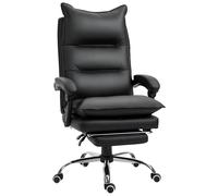 Vinsetto Fauteuil chaise de bureau avec repose-pied dossier inclinable hauteur réglable revêtement PU 66 x 72 x 122-130 cm noir Aosom France