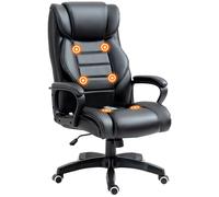 Vinsetto Fauteuil de bureau direction massant, hauteur réglable, dossier à bascule, simili cuir Noir
