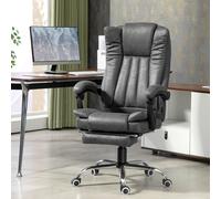 Vinsetto Fauteuil de bureau avec fonction de massage et de chauffage, repose-pieds, réglable, jusqu'à 120kg, Gris