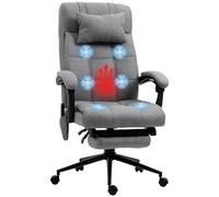 Vinsetto Fauteuil de Bureau avec Massage et Chauffant, Chaise de Bureau Ergonomique, Repose-Pied, vérin à gaz TUV, appuie-tête Amovible et Dossier inclinable, Hauteur réglable, Gris