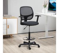 Vinsetto Fauteuil de Bureau avec Repose-Pieds 5 Roulettes Ajustable en Hauteur Tissu Mesh Noir