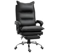 Vinsetto Fauteuil de Bureau, Chaise Bureau Ergonomique avec Large Assise rembourrée, Dossier inclinable, Hauteur réglable, accoudoirs et Repose-Pied intégrés, Charge 135 Kg, Noir